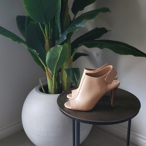 Leather Peep toe sling back booties - Picture 3 of 6